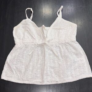 john galt for brandy melville white eyelet coton tank top one size